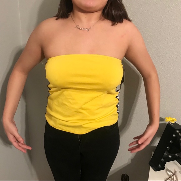 Yellow Checkered Tube Top/Skirt - Picture 6 of 7